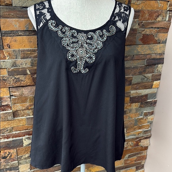 Elegant Black Lace Embellished Women's Top “Atmosphere” - Picture 3 of 6